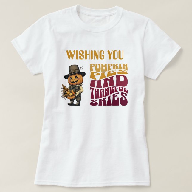 Retro Thanksgiving Vibes T-Shirt (Design Front)