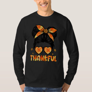 Retro Thanksgiving Women Autumn Fall Leaves Thankf T-Shirt
