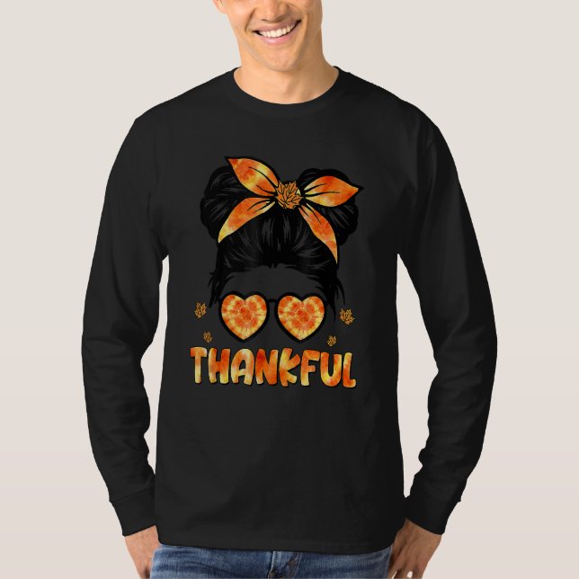 Retro Thanksgiving Women Autumn Fall Leaves Thankf T-Shirt (Front)
