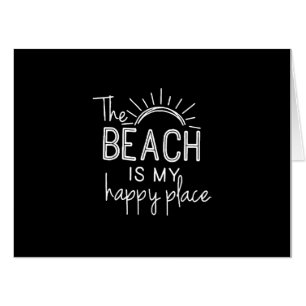 Retro The Beach is My Happy Place Funny Summer Bea Card