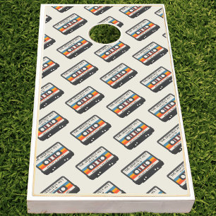 Retro The Greatest Hit Cassette Pattern Wedding Cornhole Set
