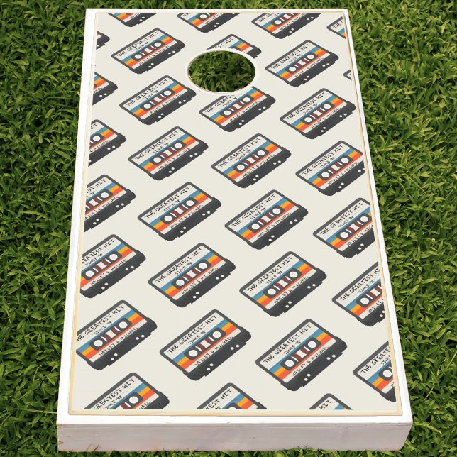 Retro The Greatest Hit Cassette Pattern Wedding Cornhole Set (Retro The Greatest Hit Cassette Pattern Wedding Cornhole Set)
