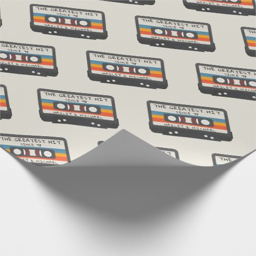 Retro The Greatest Hit Cassette Pattern Wedding Wrapping Paper