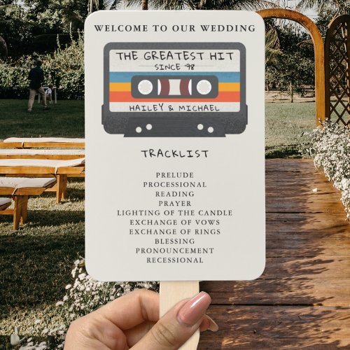 Retro The Greatest Hit Cassette Wedding Program Hand Fan