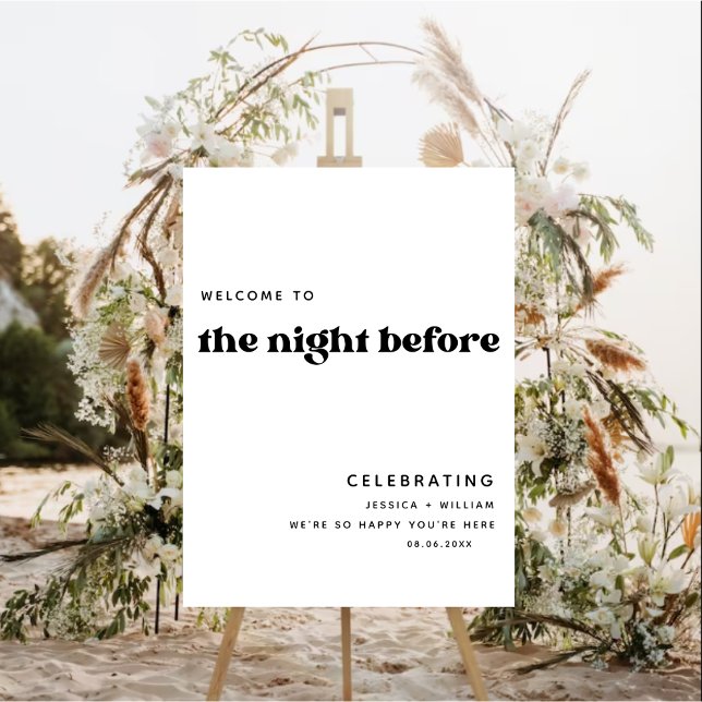 Retro The Night Before Rehearsal Dinner Welcome Foam Board (Creator Uploaded)