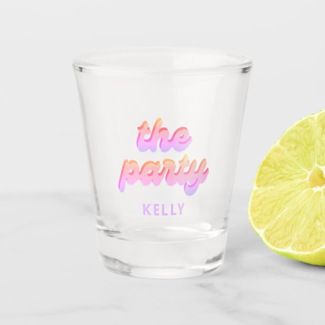 Retro 'The Party' Bachelorette Favors  Shot Glass (Front)