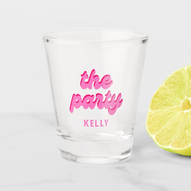 Retro 'The Party' Bachelorette Favors  Shot Glass (Front)