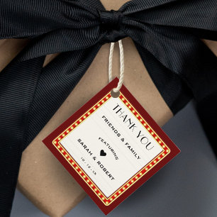 Retro Theater Marquee Sign Red Wedding Thank You Favor Tags