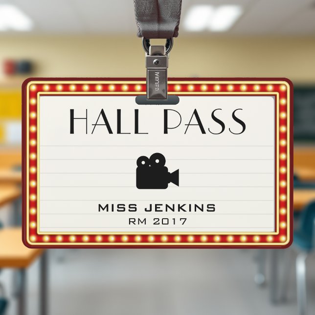 Retro Theater Marquee Sign Student Hall Pass Badge (Retro Theater Marquee Sign Student Hall Pass Badge
)