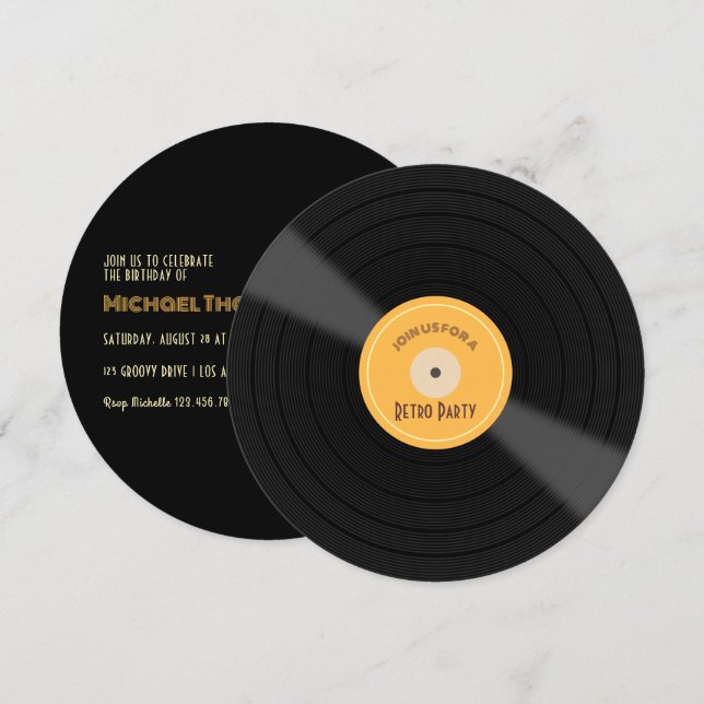 Retro Themed Birthday Party Invitation (Front/Back)