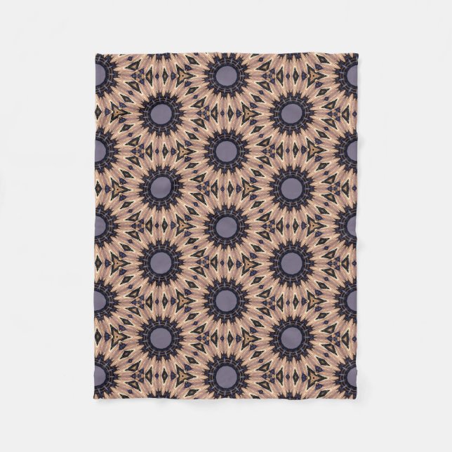Retro-Themed Bold Gray & Brown Blooms Fleece Blanket (Front)