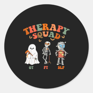 Retro Therapy Squad Slp Ot Pt Team Halloween Funny Classic Round Sticker
