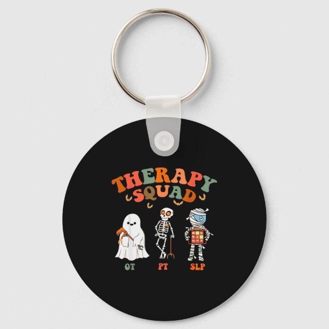 Retro Therapy Squad Slp Ot Pt Team Halloween Funny Keychain (Front)
