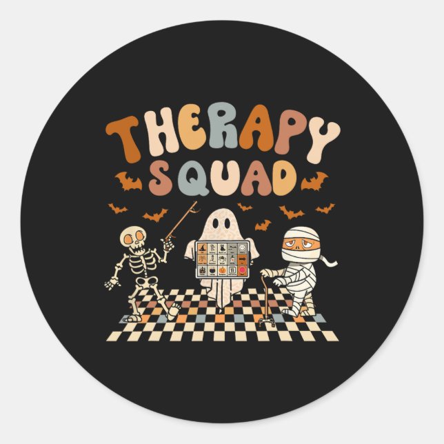 Retro Therapy Squad Slp Ot Pt Team Halloween Speec Classic Round Sticker (Front)