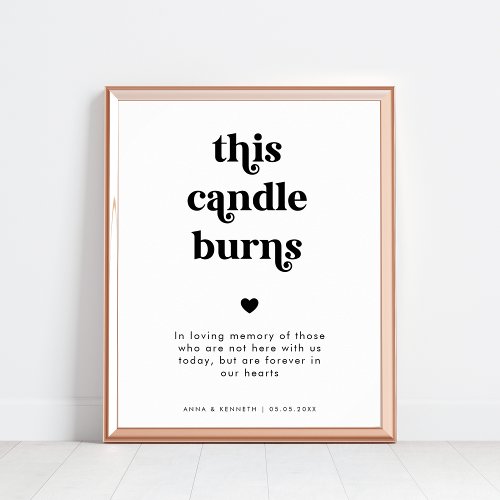 Retro This Candle Burns Wedding in Memory Sign