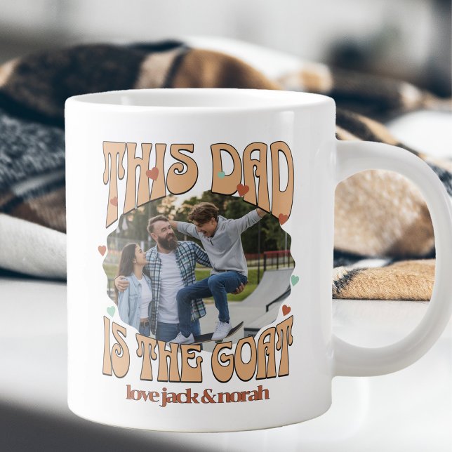 Retro This Dad is the Goat Photo Mug (Giant GOAT mug for greatest dad of all time)