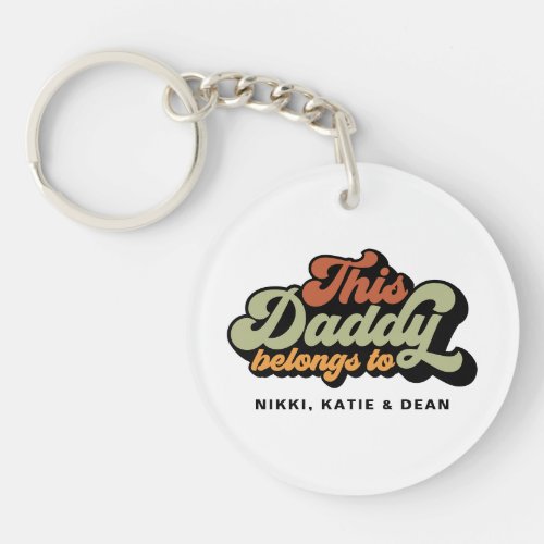 Retro This Daddy Belongs To Name Fathers Day Photo Keychain