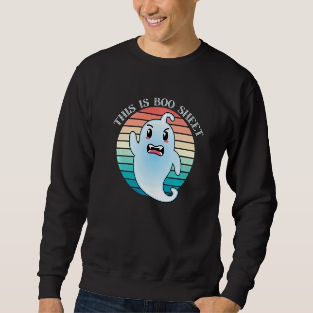 Retro This Is Boo Sheet Ghost Halloween Costume Sweatshirt (Front)
