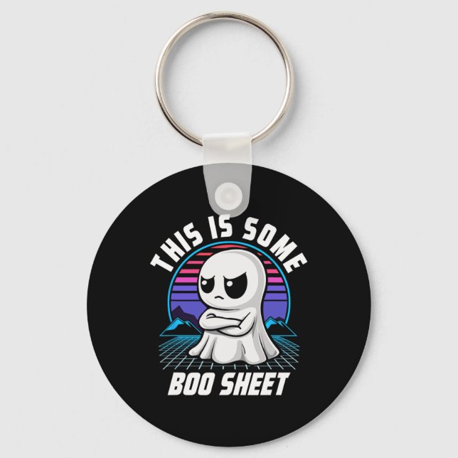 Retro This Is Some Boo Sheet Cute Ghost Halloween  Keychain (Front)