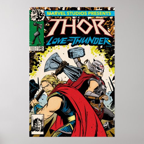 Retro Thor Love and Thunder Comic Cover Homage Poster