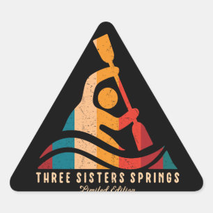Retro Three Sisters Springs Kayaking Triangle Sticker