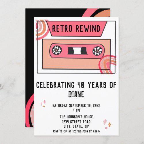 Retro Throwback Birthday Party  Invitation