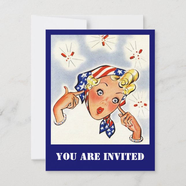 Retro Throwing Fire-Cracker Of a Party Invitation (Front)