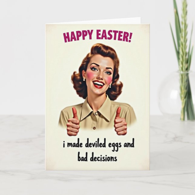 Retro Thumbs Up Greeting Card (Front)