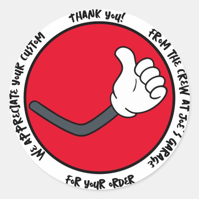 Retro Thumbs up! Thank you. Editable Classic Round Sticker (Front)