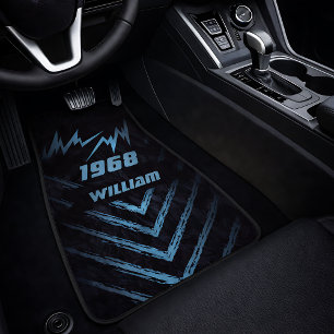 Retro Thunder Blue Camo Grunge Car Floor Mat