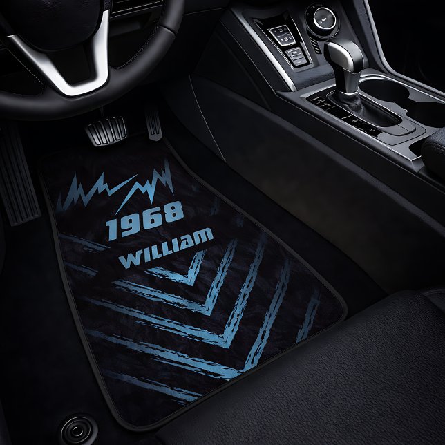 Retro Thunder Blue Camo Grunge Car Floor Mat (Retro Thunder Blue Camo Grunge Car Floor Mat)