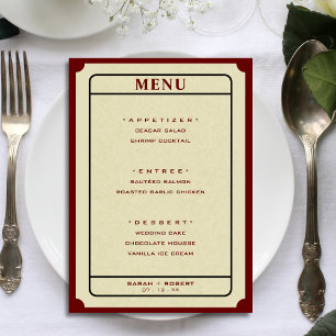 Retro Ticket Stub 5x7 Wedding Menu