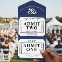 Retro Ticket Stub Admit Two White & Blue Wedding