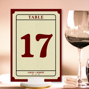 Retro Ticket Stub Wedding Reception Table Number