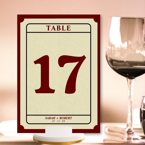 Retro Ticket Stub Wedding Reception Table Number