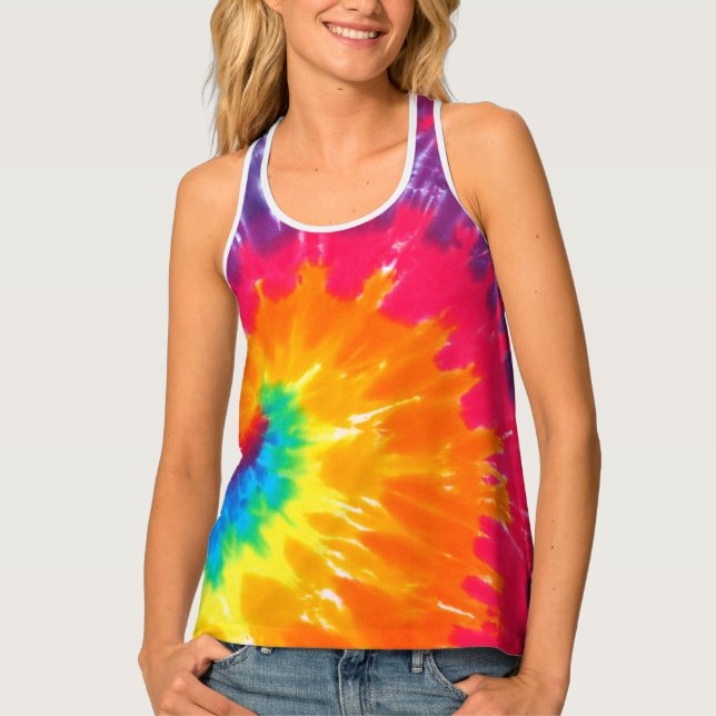 Retro Tie Dye Abstract Tank Top (Front)