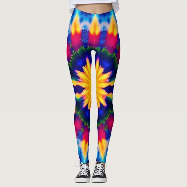 Retro Tie-Dye All-Over-Print Leggings (Front)
