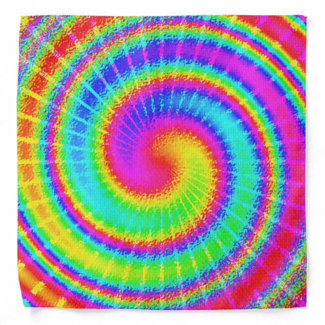 Retro Tie Dye Hippie Psychedelic Bandana (Front)