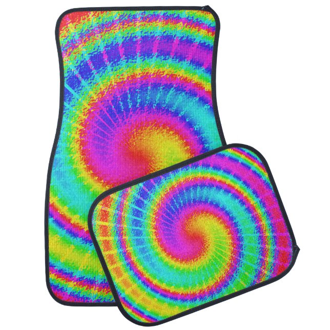 Retro Tie Dye Hippie Psychedelic Car Floor Mat (Set)