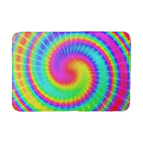Retro Tie Dye Hippie Psychedelic Colorful Swirl Bathroom Mat