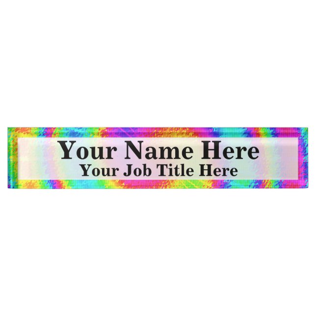 Retro Tie Dye Hippie Psychedelic Desk Name Plate (Front)