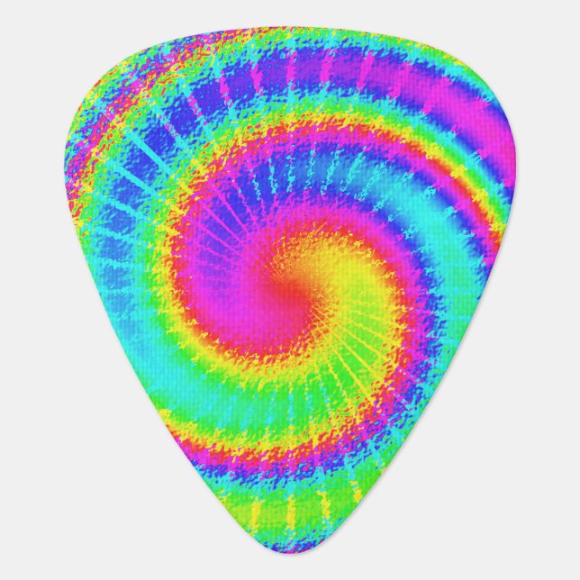 Retro Tie Dye Hippie Psychedelic Guitar Pick (Front)
