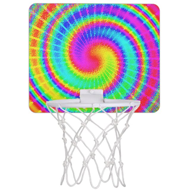 Retro Tie Dye Hippie Psychedelic Mini Basketball Hoop (Front)