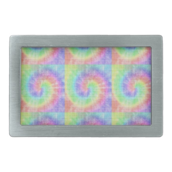 Retro Tie Dye Pastel Pattern Swirl Rectangular Belt Buckle