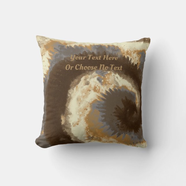 Retro Tie Dye Peace Love Brown Cream Marble Swirl Throw Pillow (Front)