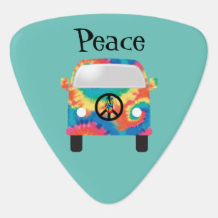 Retro Tie Dye Peach Traveling Musician Guitar Pick