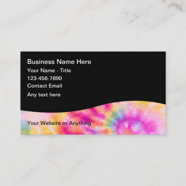 Retro Tie Dye Theme Business Cards Design (Front)