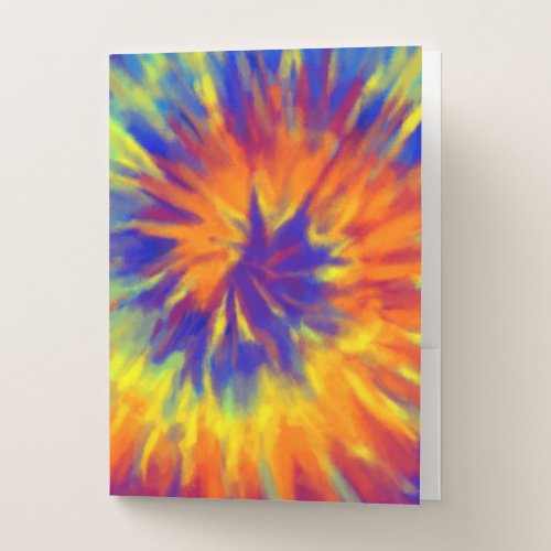 Retro Tiedye Rainbow Spiral Hippie Tie Dye Pocket Folder