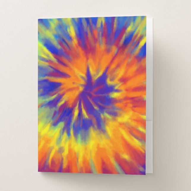 Retro Tiedye Rainbow Spiral Hippie Tie Dye Pocket Folder (Front)
