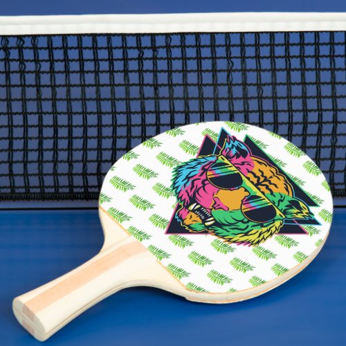Retro Tiger Graphic Ping Pong Paddle